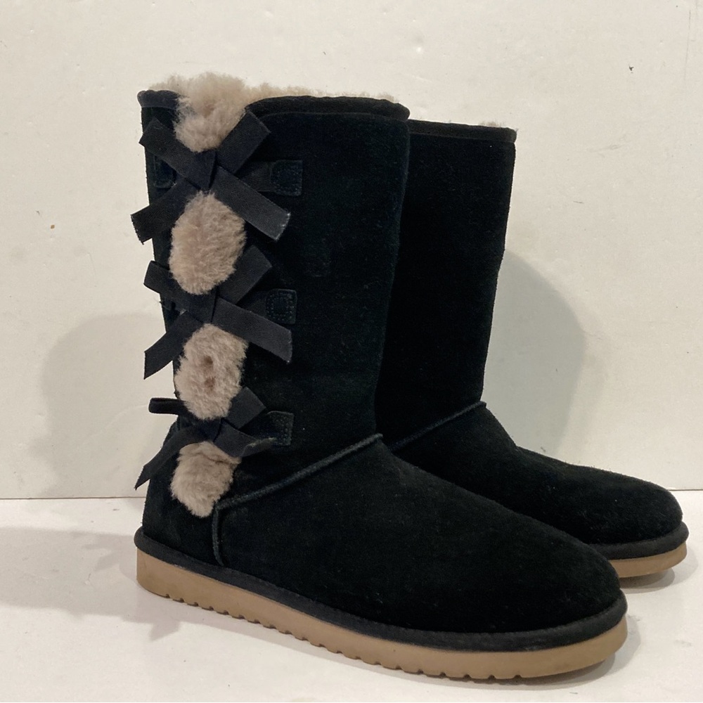 Koolaburra by UGG Victoria Tall Black Suede Boots w Bows Size 11